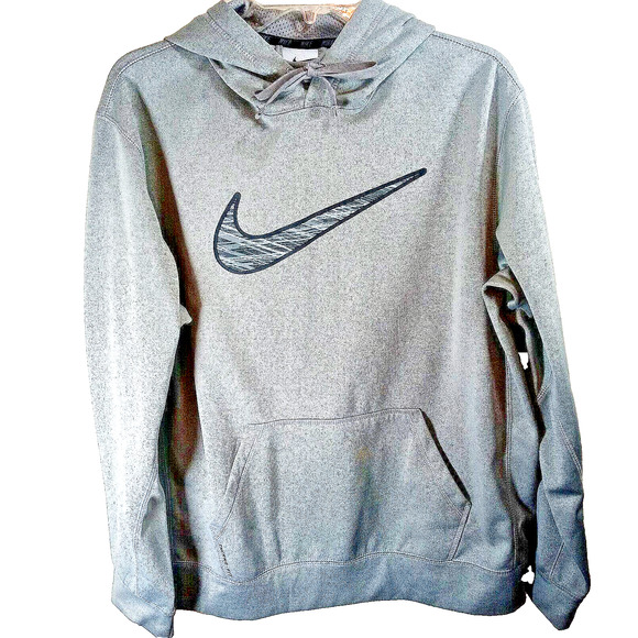 Vintage Nike Large Swoosh Check Mark Hoodie Size Large Pullover Therma Fit - Picture 1 of 9